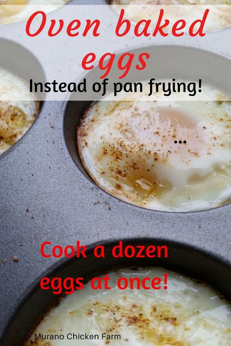 Pan Of Eggs In Oven, How To Use Up Extra Eggs, How To Cook Eggs In Muffin Tin, How To Bake Eggs In Muffin Tin, Oven Poached Eggs Muffin Pans, Scrambled Egg Cups In Oven, Pouched Eggs In The Oven, Baked Fried Eggs, Eggs In Oven Muffin Tins