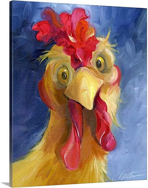 are You Chicken Canvas Wall Art Print, Rooster Artwork : Home & Kitchen Rooster Artwork, Rooster Painting, Rooster Print, Chicken Painting, Rooster Art, Chicken Print, Chicken Art, Big Canvas, Big Canvas Art