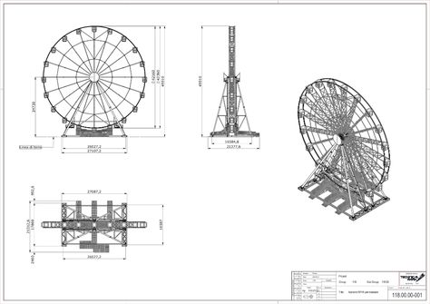 FERRIS WHEEL 45 MT - Technical Park - Amusement Rides and amusement rides for sale Amusement Park Architecture, Ferris Wheel Drawing, Amusement Park Plan, Park Plan, Mechanical Bull, Amusement Rides, Theme Parks Rides, Engineering Works, Cool Tree Houses