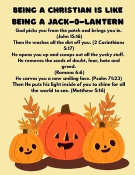 Being a Christian is like being a Jack-o-lantern Christian Jack O Lantern Poem, Christian Jackolantern, Being A Christian Is Like A Pumpkin, Christian Jack O Lantern, Christian Fall Festival Games, Halloween Prayers, Christian Fall Crafts For Kids, Fall O Ween Jesus, Fall Sunday School Crafts