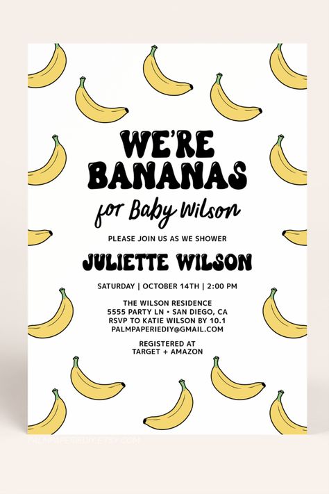 Monkey Themed Baby Shower Ideas, Monkey Baby Shower Ideas, Baby Shower Monkey, Baby Shower Monkey Theme, Kylie Baby Shower, Banana Party, Banana In Pyjamas, Chiquita Banana, Monkey Baby Shower