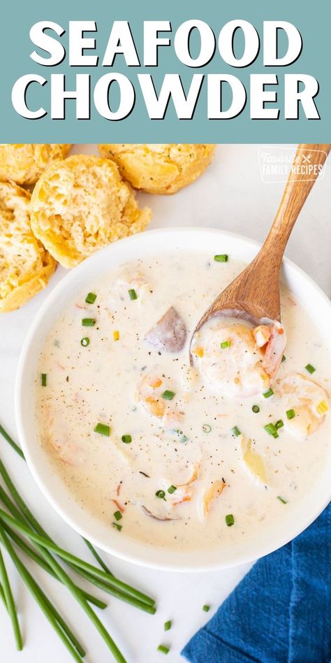 This is the best Seafood Chowder recipe! It is my absolute favorite. It’s even better than the seafood chowders I’ve had at fancy seaside restaurants. The broth is seasoned with garlic, onions, hot sauce, thyme, and more flavorful ingredients. You can add tender red potatoes, cod, crab meat, lobster, scallops, or any seafood you like. New England Seafood Chowder, Seafood Chowder Recipes, Lobster Chowder Recipe, Can Crab Meat Recipes, Best Seafood Chowder Recipe, Seafood Chowder Soup, Crab Chowder Recipes, Seafood Chowder Recipe, Lobster Chowder