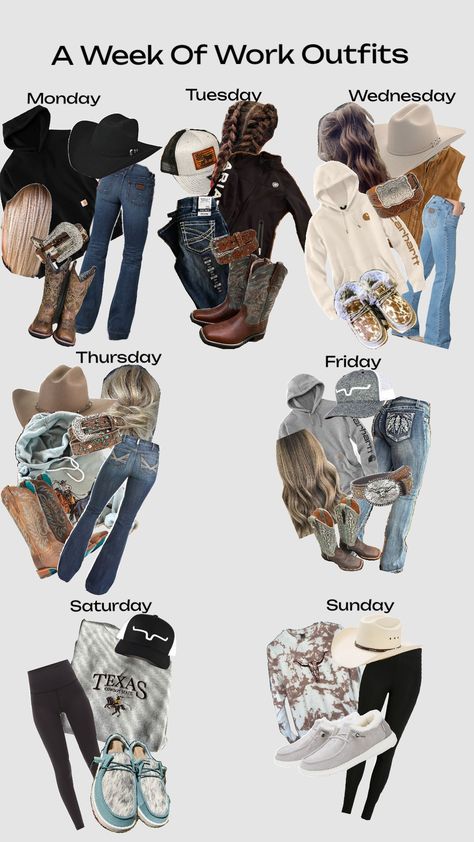 What To Wear To A Ranch, Vintage Western Clothes, Cute Hunting Outfits For Women, Mudding Outfit, Stock Show Outfits, Cute Country Outfits For School, Western Riding Clothes, Country Girl Style Outfits, Cute Western Outfits