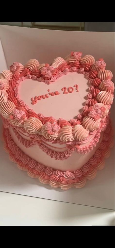 Youre Twenty Cake, 20 Something Aesthetic Cake, Pink 21st Birthday Ideas Outside, 20th Birthday Cake Idea, 20 Th Bday Cake, Birthday Cake 19 Aesthetic, B Day Cakes Aesthetic, Pink B Day Cake, Birthday Cakes For 20th Birthday