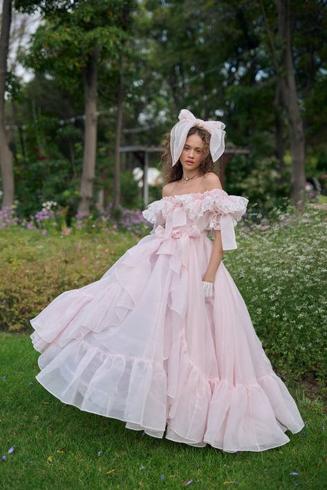 The Confection Carriage Gown Rococo Gown, Pink Christmas Cards, Princess School, Fluffy Dress, Organza Gown, Organza Gowns, Corset Skirt, Cream Puff, Puff Dress