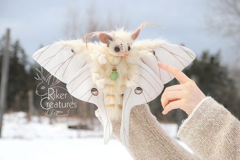 Riker Creatures, Feral Vampire, Cute Moth, Mystical Animals, Fantasy Art Dolls, Cute Fantasy Creatures, Animal Fur, Luna Moth, Fur Fabric