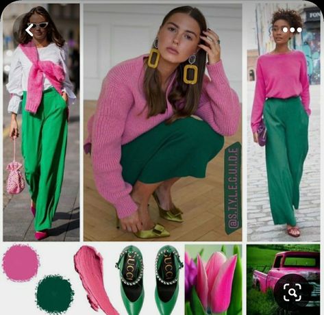 Colour Combinations Fashion, Color Combos Outfit, Color Blocking Outfits, Color Combinations For Clothes, Color Trends Fashion, Looks Street Style, Green Outfit, Green Pants, Colourful Outfits