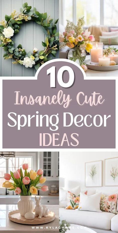 10 Insanely Cute Spring Decor Ideas Simple Spring Decor Living Room, Spring Home Decor Ideas Living Rooms, Spring Decorating Ideas For The Home, Floral Living Room, Spring Decor Ideas, Spring Decorating Ideas, College Apartment Living Room, Pastel Pillows, Flowers Pastel