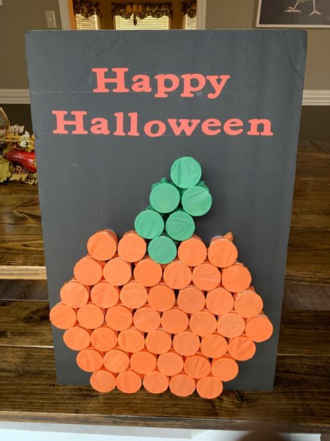 Poke the tissue paper and take out a candy treat. I did this for a class party. Pumpkin Punch Cup Game, Convo Ideas, Punch Out Game, Pumpkin Punch, Halloween Block Party, Orange Tissue Paper, Halloween Punch, Orange Cups, Party Prizes