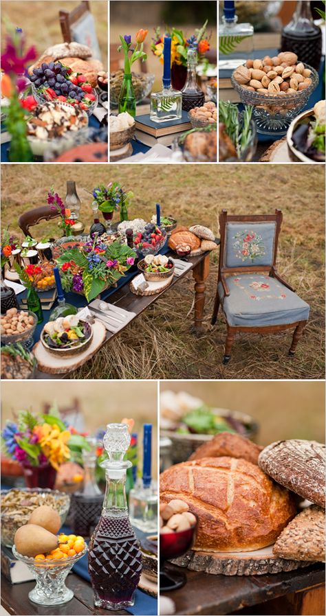 Hunger Games Themed Wedding...love the books (can't wait for this weekend!)...probably wouldn't use it for my wedding, but the tables are still gorgeous Medieval Wedding Theme, Hobbit Wedding, Hunger Games Party, Rustic Wedding Foods, Medieval Party, Wedding Food Drink, Medieval Wedding, Wedding Games, Wedding Catering