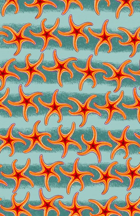 Dan Hayes design using starfish and stripes in a nautical style pattern. #starfish #nautical #pattern #undersea #sealife #illustration #design Sealife Illustrations, Starfish Pattern, Nautical Pattern, Fashion School, Nautical Style, Fish Patterns, Cute Stars, Fish Print, Motif Design