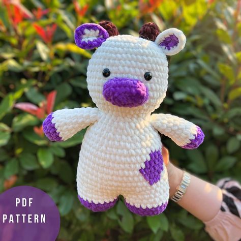 Cow Crochet Pattern, Milky Cow Pal Plushie Amigurumi, fast cute crochet cow pattern by mirasmagicpattern on Etsy Cow Plushie Pattern, Large Amigurumi, Crochet Cow Pattern, Cow Crochet Pattern, Crochet Pattern Beginner, Crocheted Cow Pattern, Plushie Amigurumi, Cow Crochet, Cow Plush