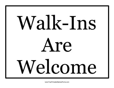 Let patients know that they don't need an appointment to receive care with this printable walk-ins sign. Free to download and print Walk Ins Welcome, Chevron Crochet Patterns, Hair Salon Decor, Salon Signs, Over The Hill, Medical Office, Make An Appointment, One Of Those Days, Urgent Care