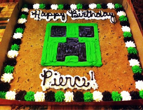 Surprised a 9 year old with a Minecraft cookie cake for his Birthday. Success! - Imgur Cake For His Birthday, Minecraft Cookies, Minecraft Birthday Cake, Hat Cake, Minecraft Birthday Party, Birthday Party Crafts, Minecraft Cake, Minecraft Birthday, Minecraft Party