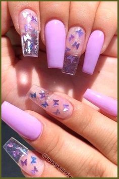 Pinterest Nail Ideas, Birthday Nail Ideas, Birthday Nail, Purple Acrylic Nails, January Nails, Winter Nails Acrylic, Nails Coffin Short, Almond Nails Designs, Pink Nail Designs