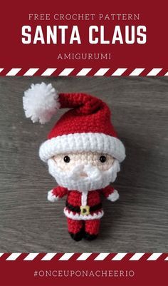 Santa Claus Amigurumi Crochet Pattern - Once Upon a Cheerio Amigurumi Santa Claus, Amigurumi Santa, Crochet Christmas Gifts, Crochet Santa, Pola Amigurumi, Snowmen Patterns, Holiday Crochet, Christmas Crochet Patterns, Crochet Doll Pattern