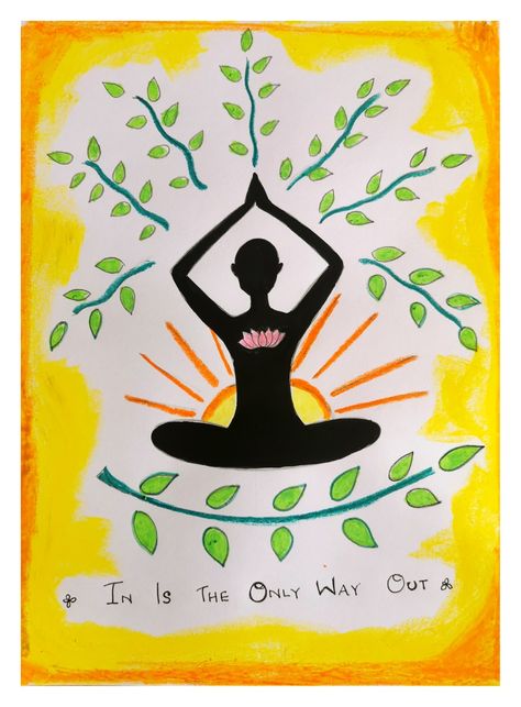 Yoga Poster Drawing, International Yoga Day Drawing, Yoga Day Drawing, Morning Drawing, Mouse Drawings, Drawing Classes For Kids, Yoga Drawing, Yoga Poster, International Yoga Day