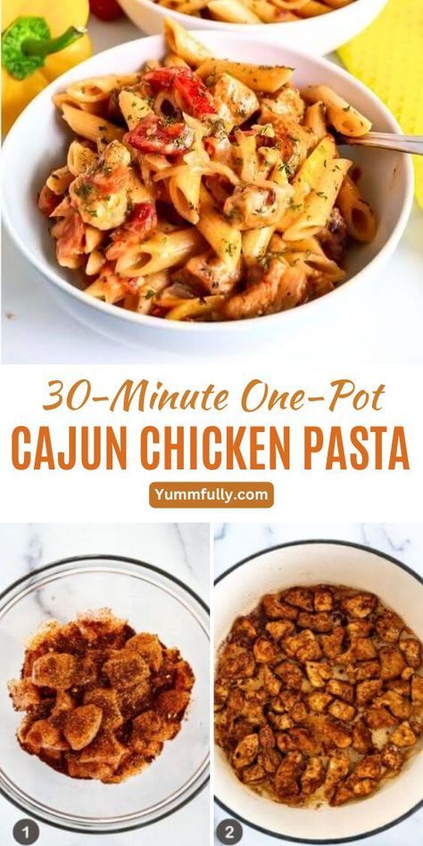 This is an all-in-one-pot recipe. You don’t even have to cook the pasta in a different pot. You brown the chicken, make the sauce, and cook the pasta in the same pot. Juicy chicken and tender pasta are bathed in a creamy Cajun sauce that’s bursting with flavor! Creamy Cajun Sauce, Pasta One Pot, Can Chicken Recipes, Cajun Sauce, Cajun Chicken Pasta, Cajun Chicken, Fat Foods, Cajun Recipes, Quick Dinner Recipes