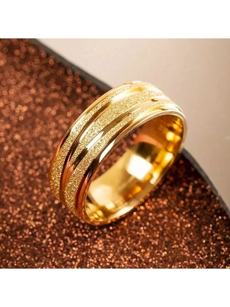 Gold  Collar  Stainless Steel   Embellished   Women Fashion Jewelry Daily Wear Gold Rings For Women, Gold Coin Jewelry, Gold Rings For Women, Gold Jewellry, Gold Rings Simple, Single Ring, Gold Collar, Stainless Steel Ring, Gold Coin