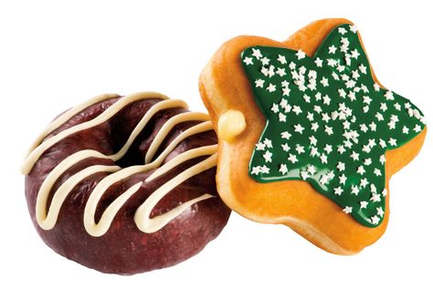 Red Velvet Drizzle & Holiday Star Donut - both available at participating U.S. DDs Holiday Donuts, Star Donuts, Food Png, Holiday Menus, Delicious Donuts, Fast Food Chains, Donut Shop, Christmas Breakfast, Strawberries And Cream