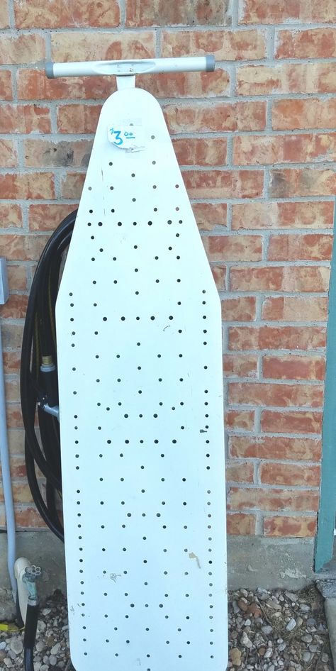 Repurposed Ironing Board Wash Dry Fold Repeat - Mixed Kreations Repurposed Ironing Board, Painted Ironing Board, Vintage Ironing Boards, Old Ironing Boards, Wash Dry Fold Repeat, Thrift Store Upcycle, Sewing Room Design, Wash Dry Fold, Sewing Room Organization