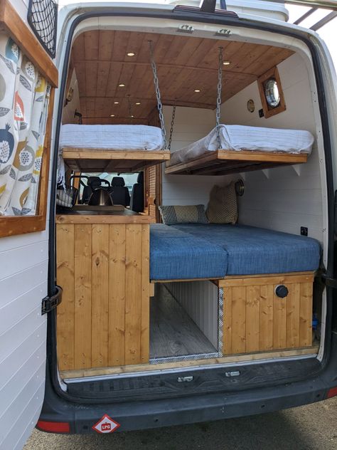 Campervan Interior 4 Berth, Van Conversion 4 Berth, Van Conversion For Family Of 4, Campervan For 4, 4 Berth Campervan Conversion, Vw Crafter Conversion, Vw Crafter Camper Conversion, Crafter Camper Conversion, Vw Transporter Conversion