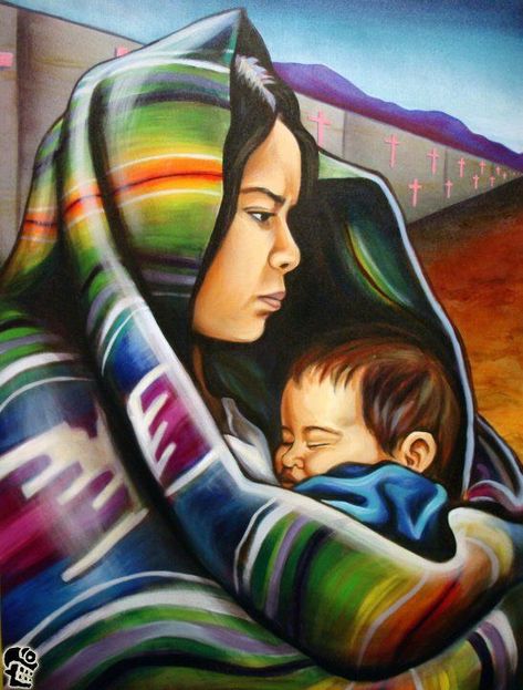 Celebra el Día de las Madres con hermoso arte mexicano • NeoMexicanismos Mexican Iconography, Mexican Drawings, Esperanza Rising, Mexican Art Painting, Mexican Artwork, Hispanic Art, Mexican Paintings, Latino Art, Mexican Culture Art