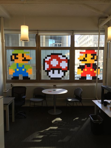 When life hands you post-it notes Post It Art, Mario Bros Birthday, Mario Bros Party, Video Game Decor, Super Mario Birthday Party, Mario Birthday Party, Video Game Party, Super Mario Birthday, Super Mario Party