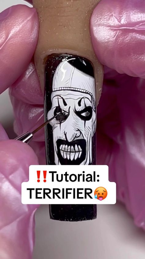 Terrifier Nails, The Real Slim Shady, Halloween Nail Designs, Halloween Nail, Nail Art Tutorial, Art Tutorial, Nail Tutorials, Nail Artist, Halloween Nails