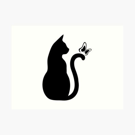 Small Black Cat Tattoo Silhouette, Binx Tattoo, Black Cat Drawing Simple, Small Black Cat Tattoo, Black Cat Outline, Black Cat Tattoo Ideas, Cat Silhouette Art, Gucci Tattoo, Cat Silhouette Tattoos