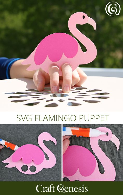 Flamingo Puppet, Svg Projects, Puppet Crafts, 3d Svg, Finger Puppet, Finger Puppets, Kids Entertainment, Beautiful Wreath, Blooming Flowers