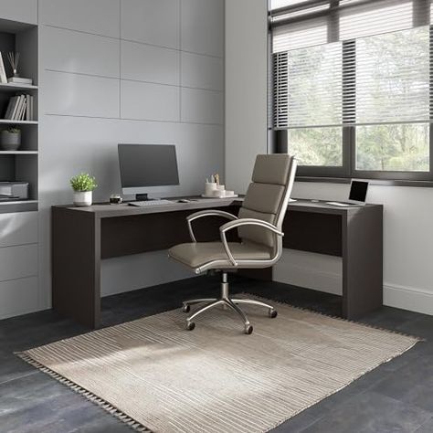 Bush Business Furniture Echo L Shaped Computer Desk, 72W, Charcoal Maple Computer Reference, Office Desk With Hutch, L Shaped Computer Desk, Desk With Hutch, Computer Desk With Hutch, Modern Office Desk, Mobile File Cabinet, Desk Hutch, Contemporary Office