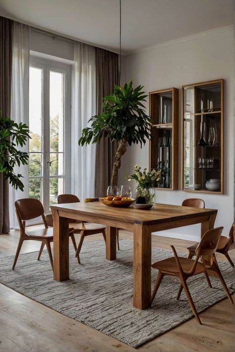 elegant dining table ideas with solid wood material 1 Japandi Dining Room, Japandi Dining, Dining Table Ideas, Elegant Dining Table, Eclectic Wallpaper, Curated Decor, Mcm Furniture, Exquisite Decor, Pretty Aesthetic