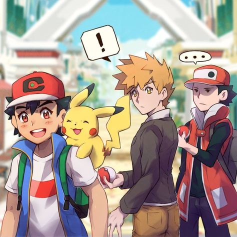 Pokemon Red Fanart, Gary Pokemon, Red Pokemon, Pokemon Trainer Red, Green Pokemon, Pokemon Red Blue, Pokemon Game Characters, Pokemon Alola, Pokémon Stuff