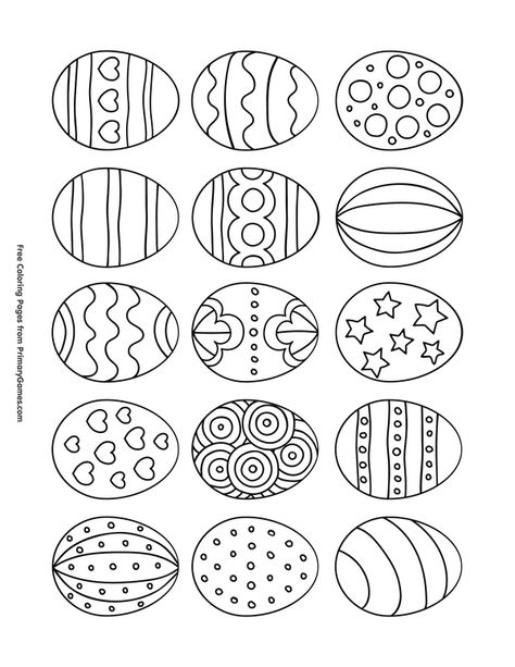 Free printable Easter Coloring Pages eBook for use in your classroom or home from PrimaryGames. Print and color this Easter Eggs coloring page. Easter Eggs Coloring, Påskeaktiviteter For Barn, Printable Easter Coloring Pages, Diy – Velikonoce, Free Easter Coloring Pages, Easter Egg Coloring, Egg Coloring Page, Easter Egg Coloring Pages, Egg Coloring