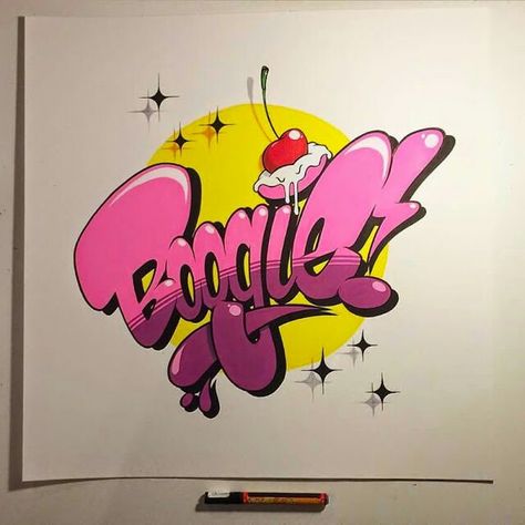 Boogie rocking it.                                                                                                                                                      More Drawing Calligraphy, Graffiti Art Letters, Graffiti Piece, Graffiti Words, Graffiti Lettering Fonts, Graffiti Doodles, Graffiti Tagging, Graffiti Font, Graffiti Characters