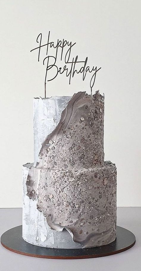 textured birthday cake, concrete birthday cake, birthday cake ideas 2021 Concrete Cake Ideas, Grey Birthday Cake, Cake Textures, Engineer Cake, Tile Cake, Cute Cake Ideas, Concrete Cake, Grey Cake, Modern Birthday Cakes