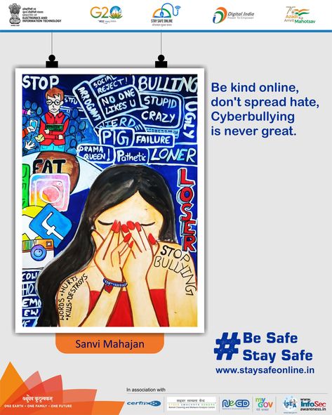 Painting of the day 🖌️ 🎨 Artist- Ms. Sanvi Mahajan #staysafeonline #cybersecurity #g20india #g20dewg #besafe #staysafe #mygov #ssoindia #meity #onlinefraud #painting #certIn #information #online #cybercrime #mumbai #delhi #hindi #instagram #trending #chennai #bangalore #kolkata #stopcyberbullying #india #scam #cricket #g20summit #mygovindia #art For more content visit our website - https://www.staysafeonline.in/ For more videos subscribe to our YouTube channel https://www.youtube.com/@ssoind Cybercrime Poster, Artist Thoughts, Poster Art Ideas, Social Media Drawings, Staying Safe Online, Digital India, Social Awareness, Poster Drawing, Art Poster Design