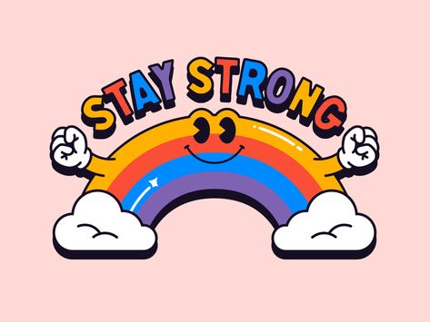 Stay Strong 🙂🌈 by ǝɔʎoΛ ʇɐW Cloud Logo, I Miss My Family, 캐릭터 드로잉, Graphic Design Fun, Stay Strong, Fashion Editorial, 로고 디자인, Graphic Design Posters, Stay Cool