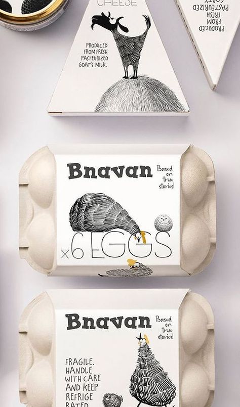 ▶️ [Video] When was the last time packaging made you smile or laugh out loud? If you can’t remember then chances are you’ve never visited “Bnavan,” a fictional town dreamt up as part of an all-purpose brand identity for farm-fresh, healthy food in Armenia. From eggs to olive oil, Bnavan’s packaging unleashes cartoonish, 2-color farmyard animals engaging in clever, whimsical adventures. Fresh Food Packaging, Healthy Food Packaging, Frozen Food Packaging, Cute Cabins, Egg Packaging, Brand Identity Package, Honey Packaging, Identity Package, Graduation Project