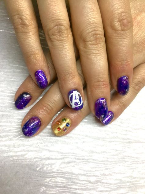 Avengers Nails, Marvel Nails, Halal Nail Polish, Water Based Nail Polish, Infinity Nails, Disney Nails, Avengers Infinity, Avengers Endgame, Cute Nail Art