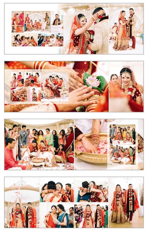 Wedding Photo Album Layout Templates, Engagement Album Ideas, Indian Wedding Albums, Marriage Album Design Photo Books, Marriage Photo Album Design, Creative Album Design, Haldi Album Design, Engagement Photo Album Ideas, Wedding Album Design Layout Templates