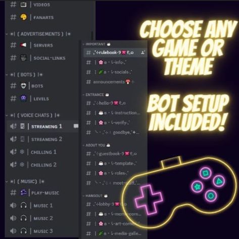 I can match any game/theme/twitch channel! Comes fully setup with bots How to discord Buy a discord server Dyno bot How to discord webhooks Discord welcome leave Music bot Discord channels perms Discord roles Colors Free discord server templates How to grow a discord server Discord nitro Discord Server Rules Ideas, Discord Music, Discord Roles, Discord Game, Server Ideas, Discord Ideas, Discord Nitro, Twitch Streaming Setup, Twitch Streaming