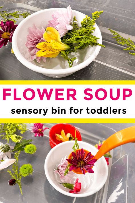 Easy Flower Soup Spring Sensory Bin For Kids – Life Over C's Flower Sensory Bin, Preschool Supply List, Spring Sensory Bin, Science Activities For Toddlers, Spring Sensory, Planting A Rainbow, Spring Lesson Plans, Preschool Supplies, Spring Lessons