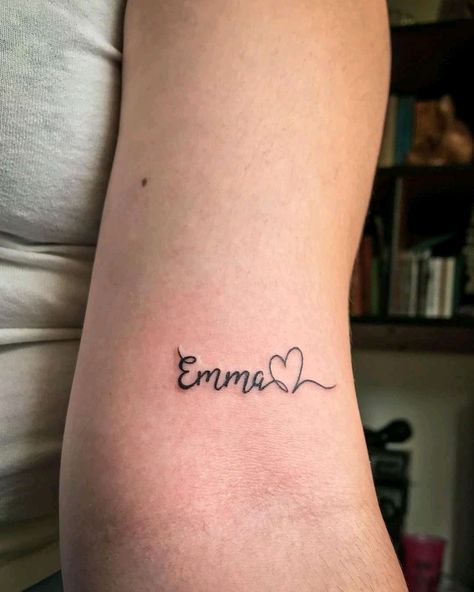 Emma Tattoo Ideas, Emma Tattoo, Mama Tattoo, Magnolia Tattoo, Cute Couple Tattoos, Health Tattoo, Cursive Tattoos, Mommy Tattoos, Couples Tattoo Designs