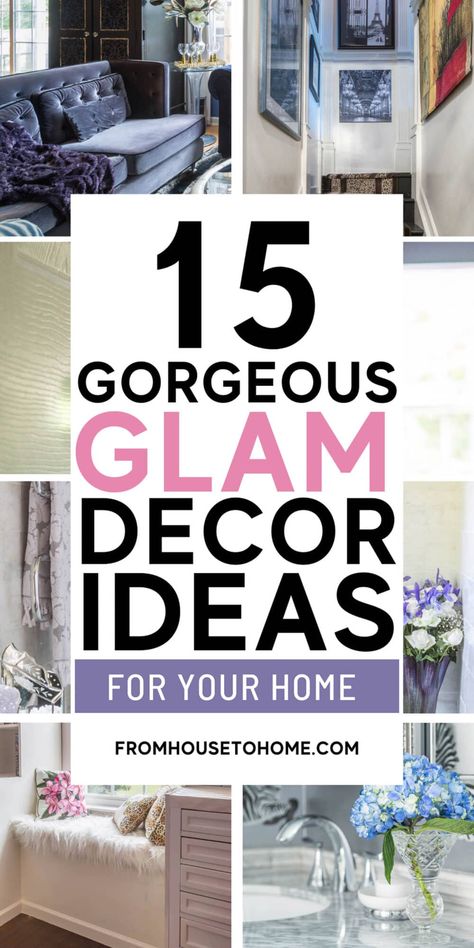 Want to add glamour to your home? This is the ultimate guide with the best 15 ways on how to add glam to your home. Recreate the look of Hollywood glamour on a budget! Glam Decor On A Budget, Hollywood Glam Bedroom, Glam Curtains, Hollywood Glam Decor, Glam Wallpaper, Budget Diy Home Decor, Living Room Ideas Luxury, Easy Glam, Glamour Interiors