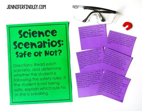 Science Classroom Activities, First Day Of Science Elementary, Fun Middle School Science Activities, Middle School Science First Day Activities, Science Safety Activities, Free Science Posters, Back To School Science Activities, Science Scavenger Hunt Middle School, Posters Simple