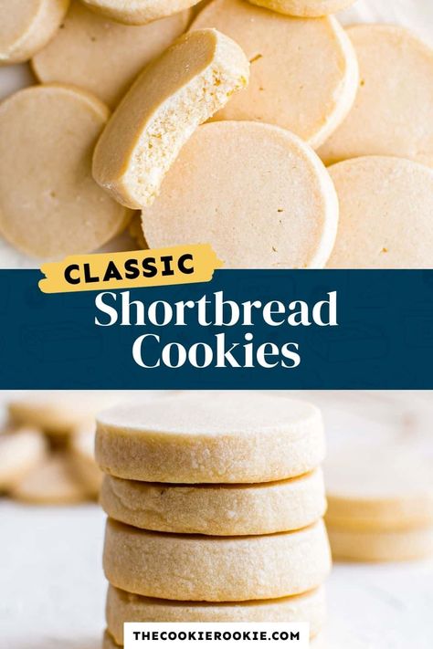 Shortbread Cookies Recipe, Homemade Shortbread, The Cookie Rookie, Canned Frosting, Cookie Rookie, Biscuit Recipes, Frozen Cookies, Shortbread Cookie Recipe, Soft Sugar Cookies