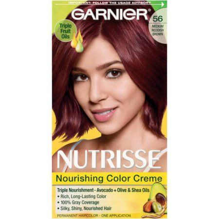 Garnier Hair Color Brown, Brown Hair Dyed Red, Medium Reddish Brown, Hair Smoothie, Brown Hair Color Chart, Red Brown Hair Color, Garnier Hair Color, Buttery Blonde, Temporary Hair Dye