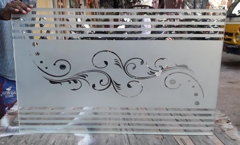 Etching Glass Design For Balcony, Glass Stairs Design, Reling Design, Glass Film Design, Main Door Design Photos, Glass Partition Designs, Balcony Glass Design, Glass Etching Designs, Window Glass Design